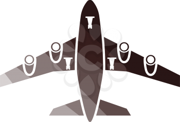 Airplane Takeoff Icon Front View. Flat Color Ladder Design. Vector Illustration.
