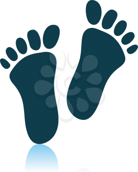 Foot Print Icon. Shadow Reflection Design. Vector Illustration.