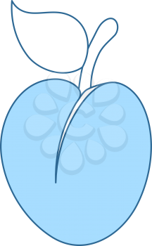 Icon Of Plum. Thin Line With Blue Fill Design. Vector Illustration.