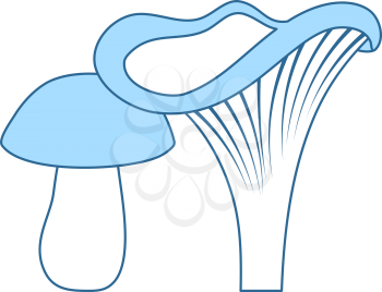 Mushroom Icon. Thin Line With Blue Fill Design. Vector Illustration.