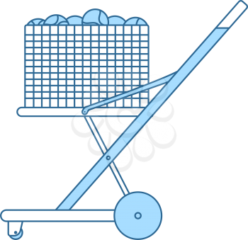 Tennis Cart Ball Icon. Thin Line With Blue Fill Design. Vector Illustration.