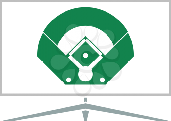 Baseball Tv Translation Icon. Flat Color Design. Vector Illustration.