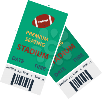 American Football Tickets Icon. Flat Color Design. Vector Illustration.