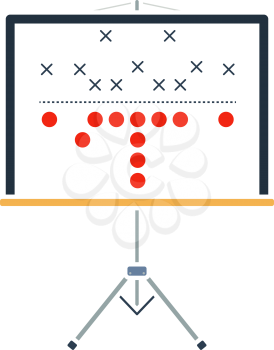 American Football Game Plan Stand Icon. Flat Color Design. Vector Illustration.