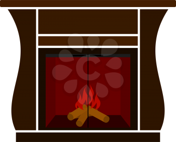 Fireplace With Doors Icon. Flat Color Design. Vector Illustration.