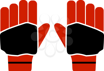 Pair Of Cricket Gloves Icon. Flat Color Design. Vector Illustration.