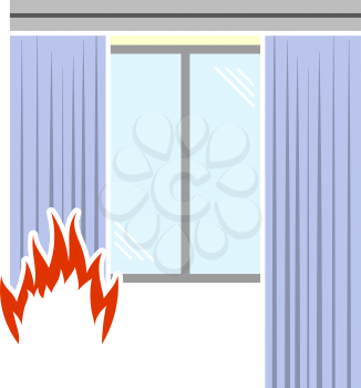 Home Fire Icon. Flat Color Design. Vector Illustration.