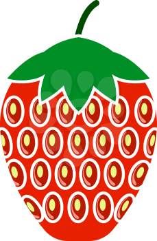 Icon Of Strawberry In Ui Colors. Flat Color Design. Vector Illustration.