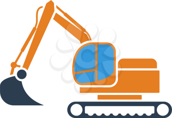 Icon Of Construction Bulldozer. Outline With Color Fill Design. Vector Illustration.