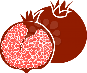 Pomegranate Icon. Flat Color Design. Vector Illustration.