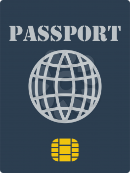 Passport With Chip Icon. Flat Color Design. Vector Illustration.