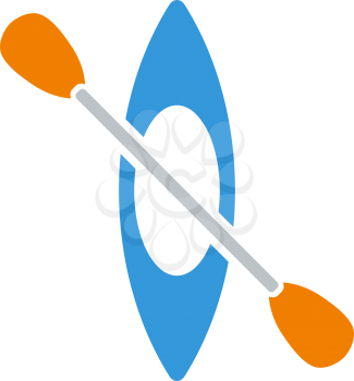 Icon Of Kayak And Paddle. Flat Color Design. Vector Illustration.