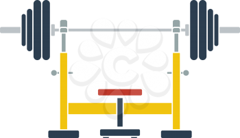 Icon Of Bench With Barbell. Flat Color Design. Vector Illustration.
