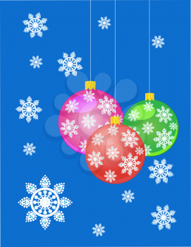 Royalty Free Clipart Image of Hanging Christmas Ornaments