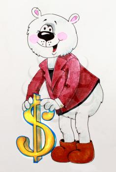 Royalty Free Photo of a Bear With a Dollar Sign 