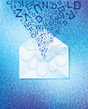Royalty Free Clipart Image of Letters Coming Out of an Envelope