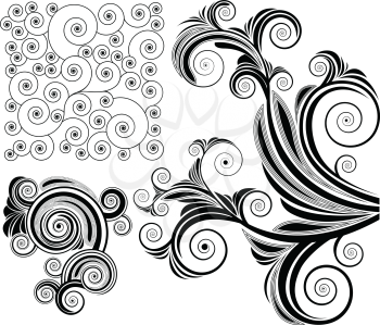 Royalty Free Clipart Image of a Set of Swirly Graphics