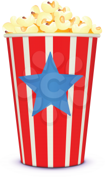Royalty Free Clipart Image of a Box of Popcorn
