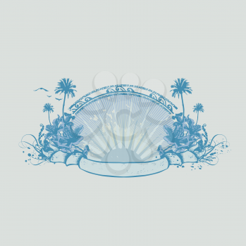 Royalty Free Clipart Image of a Tropical Insignia