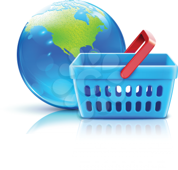 Royalty Free Clipart Image of Planet Earth in a Shopping Basket