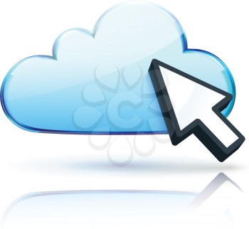 Royalty Free Clipart Image of a Cloud and Cursor Icon