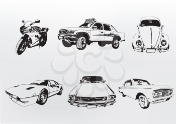 Royalty Free Clipart Image of Car Silhouettes