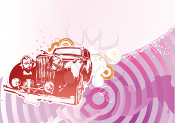 Royalty Free Clipart Image of a Vintage Car Background