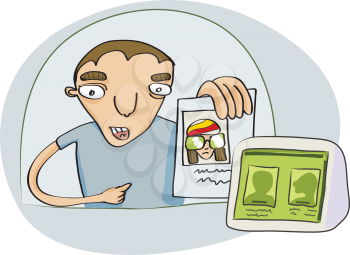 Royalty Free Clipart Image of a Man Showing His ID