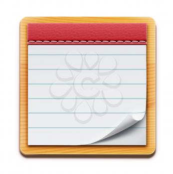 Vector illustration of notepad with blank lined pages on white background