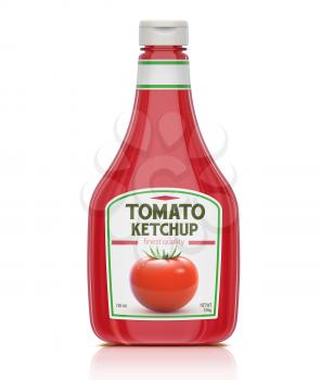 Vector illustration of ketchup bottle isolated on white background