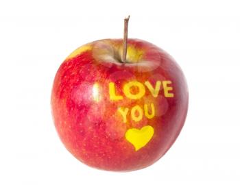Royalty Free Photo of an Apple With a Love You Inscription