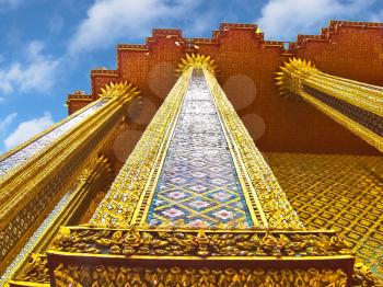Royalty Free Photo of a Column at the Grand Temple in Bangkok, Thailand
