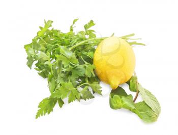Royalty Free Photo of Herbs and a Lemon