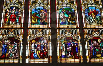 Stained glass in the cathedral in Bayeux  Normandy  France