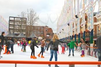 People skate on the rink in the Dutch city of Eindhoven. Netherlands