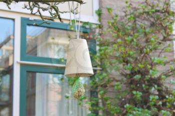 Bird feeders in a spring town