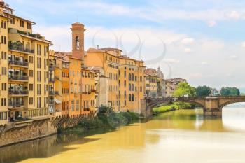 FLORENCE, ITALY - MAY 08, 2014: Ponte Santa Trinita bridge over the Arno river  in Florence, Italy.