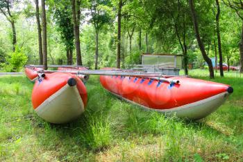 Catamarans for rafting in the park training camp 