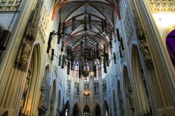 Den Bosch, Netherlands - January 17, 2015: Chandelier  in the cathedral Dutch city of Den Bosch