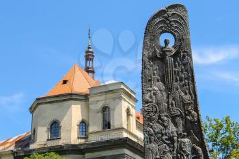 Shevchenko Monument in historic city center. Lviv, Ukraine