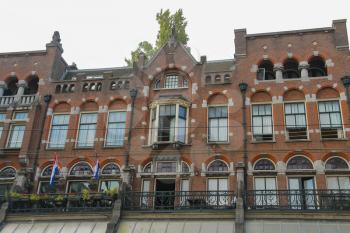 Old style brick building in historic city centre. Amsterdam, the Netherlands