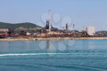 Industrial area on the coast of Tyrrhenian Sea, Piombino, Italy