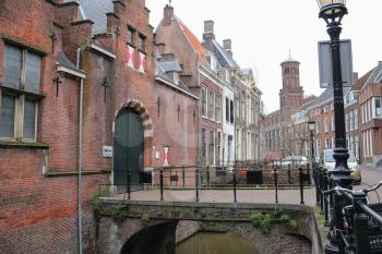Famous Oudegracht canal near residential houses in Utrecht, the Netherlands