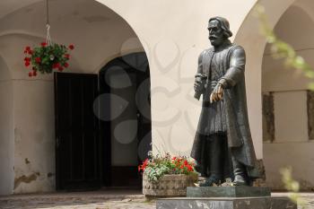 Mukachevo, Ukraine - July 2, 2014: Monument of Todor Korjatovics (Fedir Koryatovych) in Mukachevo castle