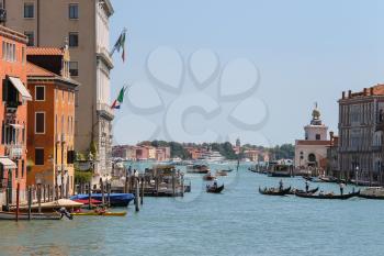 Venice, Italy - August 13, 2016: View of Grand Canal from Accademia Bridge (Ponte dell'Accademia)