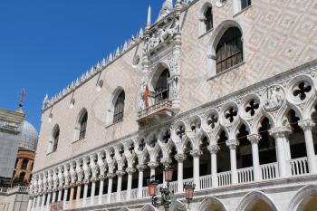 Facade of famous Doge's Palace in Venice, Italy
