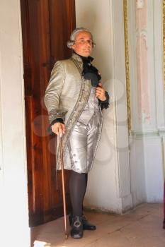 Villa Sorra, Italy - July 17, 2016: Man in historical costume on Napoleonica event. Costumed reconstruction of historical events. Castelfranco Emilia, Modena