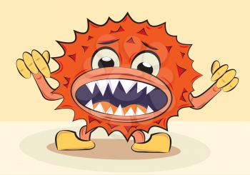 Royalty Free Clipart Image of a Funny Angry Bacillus 