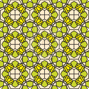Royalty Free Clipart Image of a Green Colour Mosaic Stained Glass Pattern Background