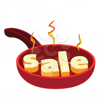 Royalty Free Clipart Image of the Word SALE on Hot Frying Pan